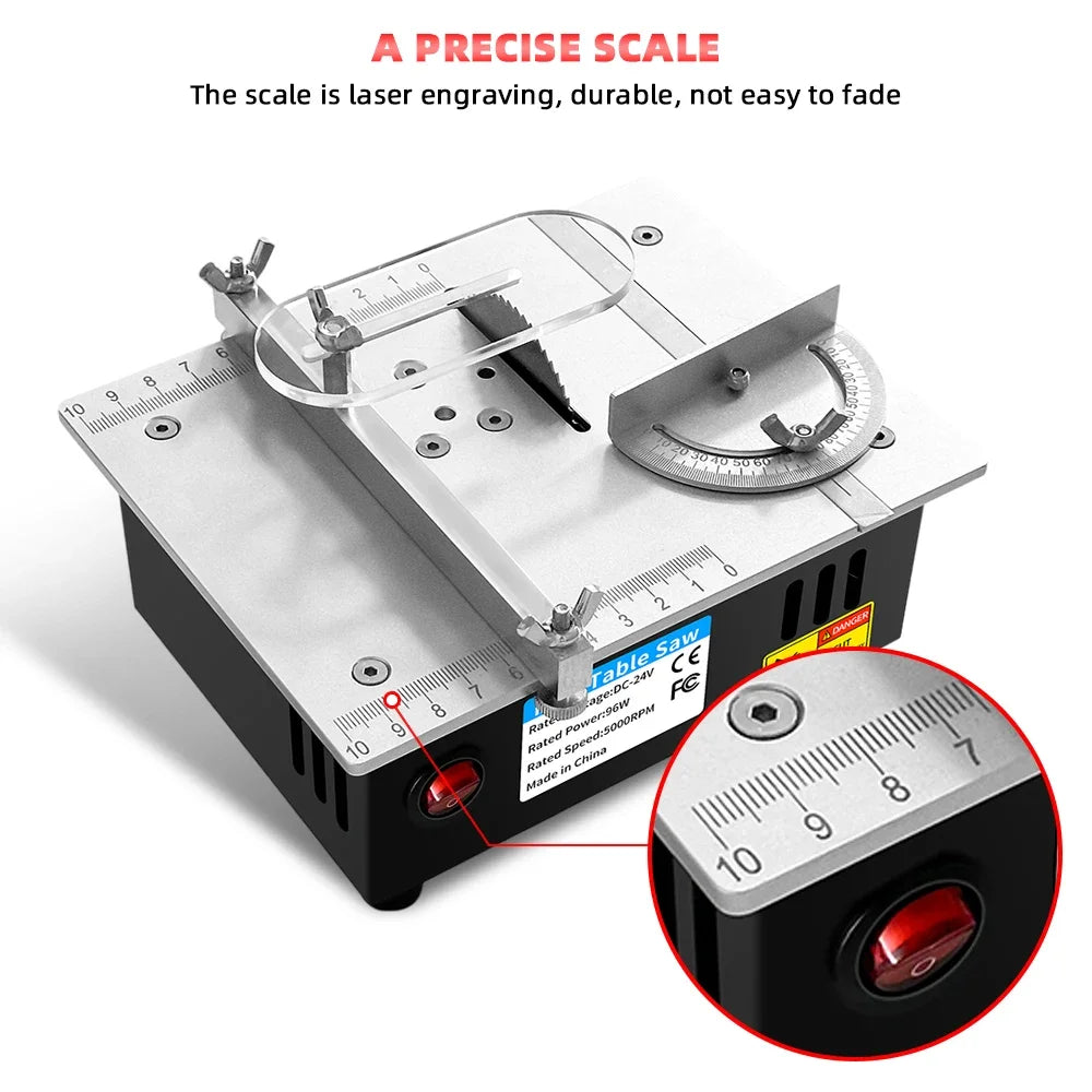 96W Mini Bench Table Saw – Adjustable DIY Woodworking Cutter