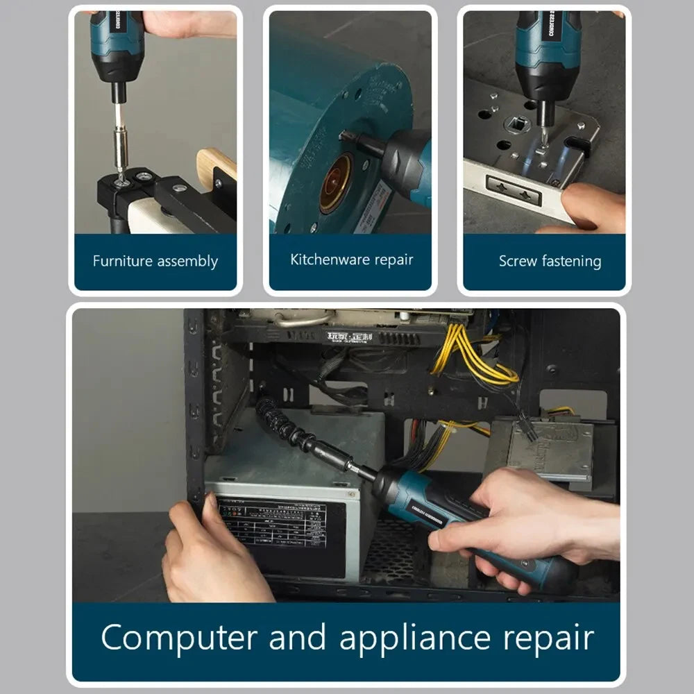 Mini Cordless Electric Screwdriver – 3.6V Rechargeable with Bits Set