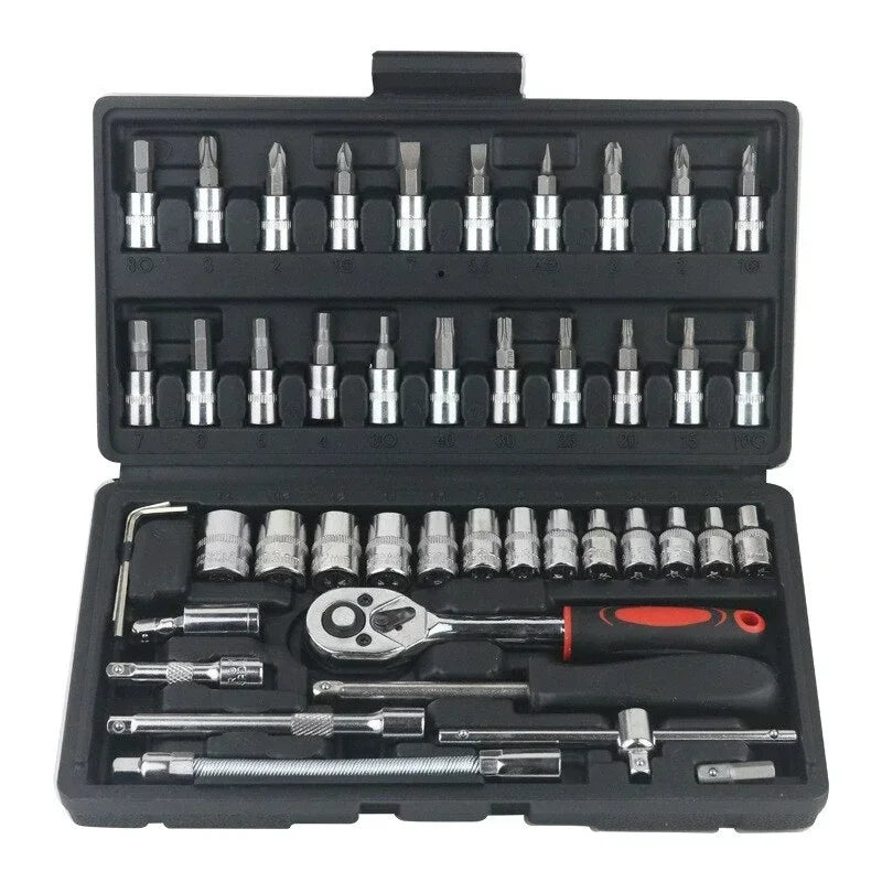 46-Piece 1/4-Inch Car Repair Socket & Wrench Tool Kit