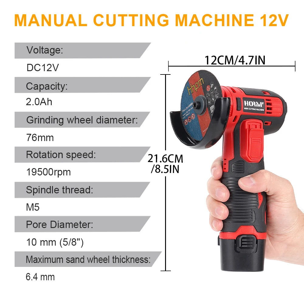 12V Handheld Circular Saw – Red Mini Cutting Machine with Disc