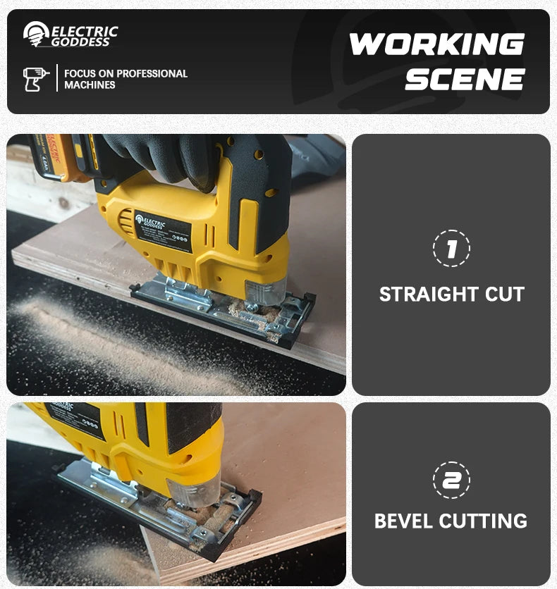 Electric Goddess Cordless Jig Saw – 2700RPM, 3-Speed, Fits Dewalt 20V