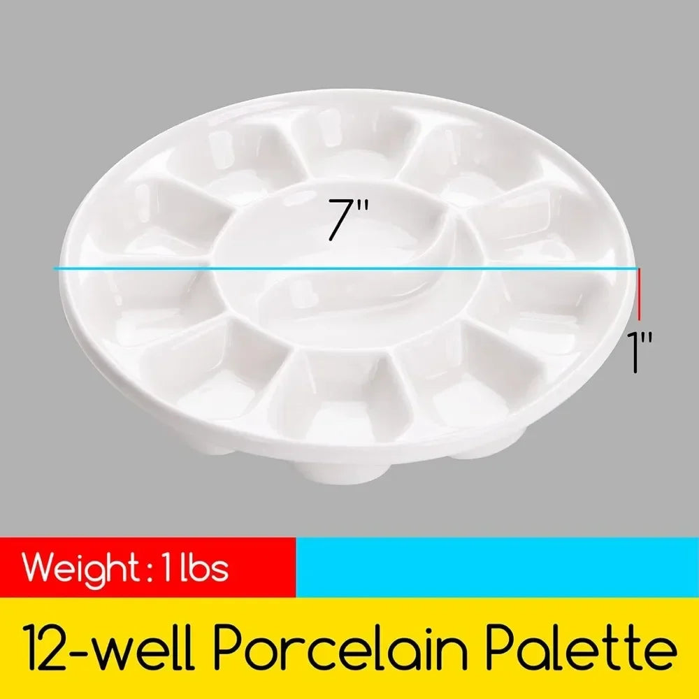 12-Well Round Porcelain Watercolor Palette