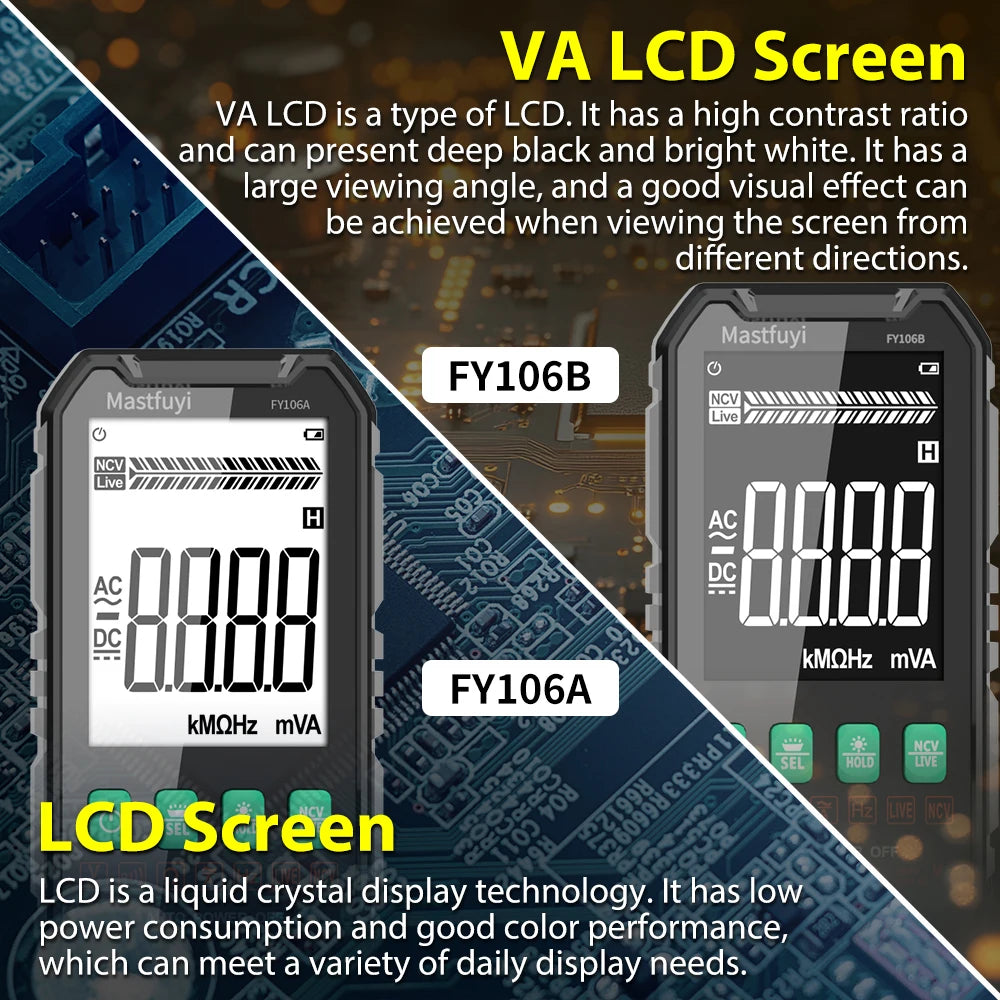 MASTFUYI Digital Multimeter – True RMS Auto-Range Volt/Amp/Ohm Tester