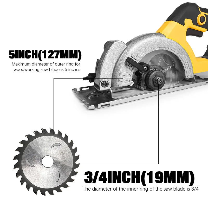 EGOD 5-Inch Brushless Circular Saw – Cordless, Fits Dewalt 20V Battery