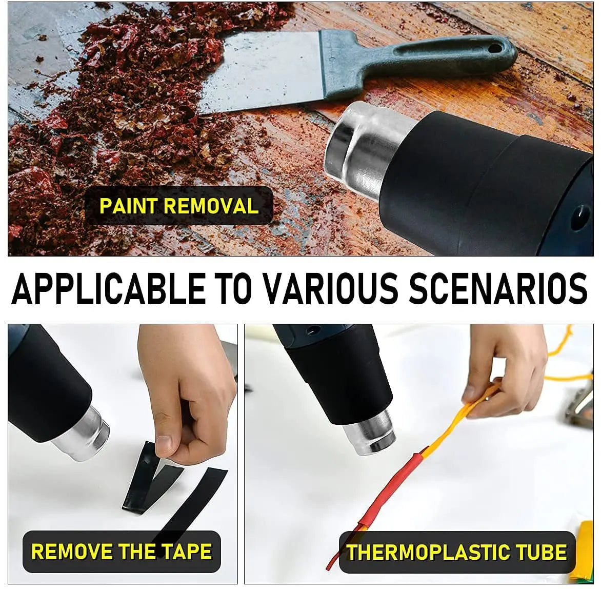 2000W Adjustable Heat Gun with 4 Nozzles – 60°C to 600°C  Bullet