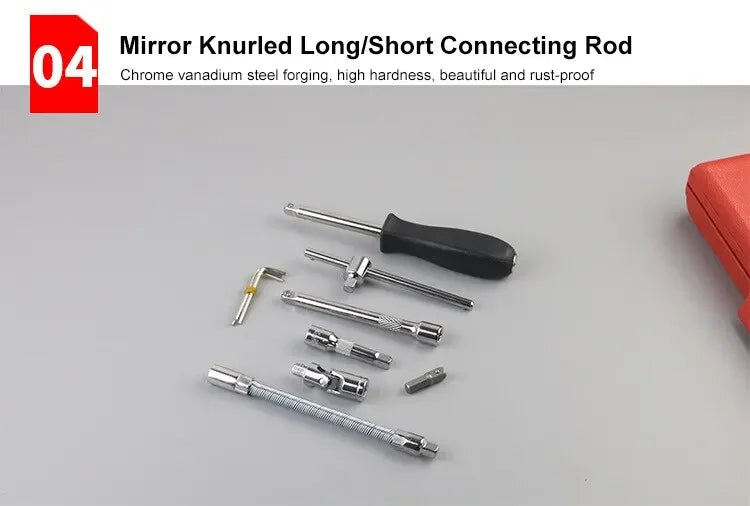 46-Piece 1/4-Inch Car Repair Socket & Wrench Tool Kit