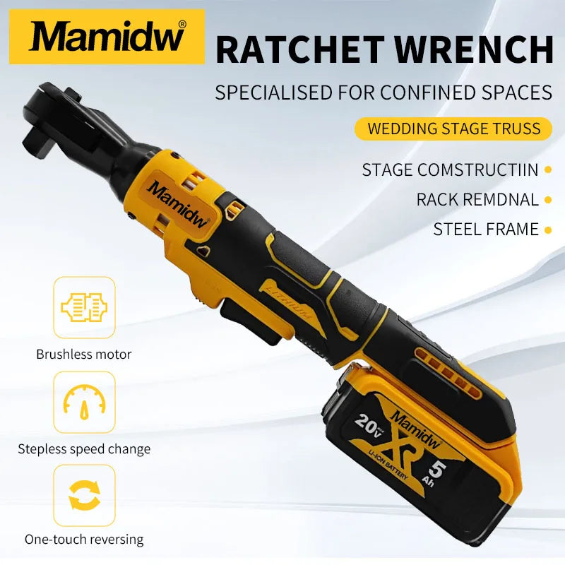 Brushless Cordless Ratchet Wrench – 3/8-Inch, Variable Speed, Fits Dewalt 20V