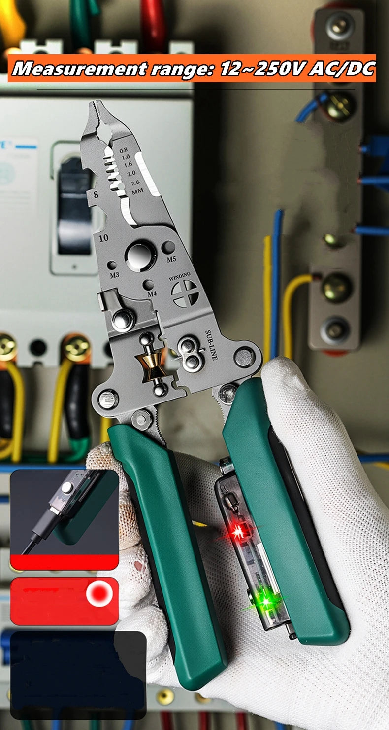 Multifunctional Wire Stripper Tool with Electrical Test Pen