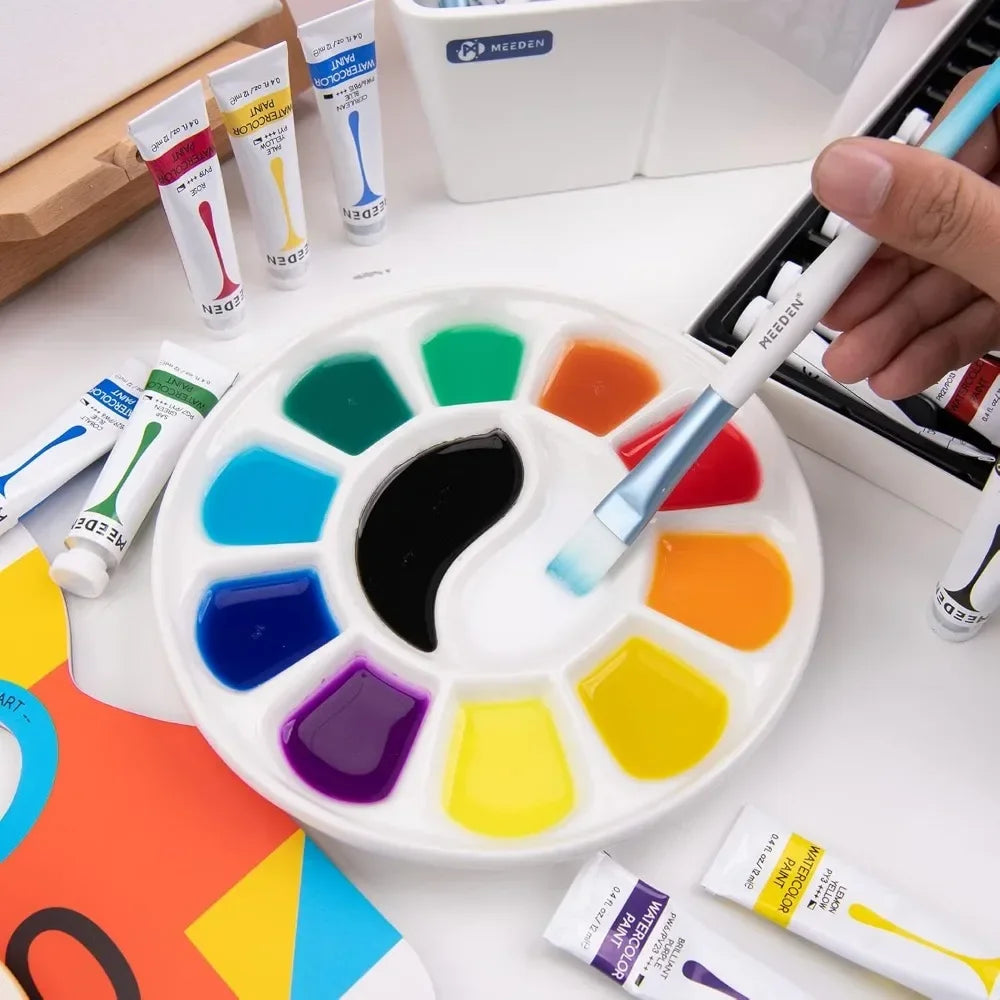 12-Well Round Porcelain Watercolor Palette