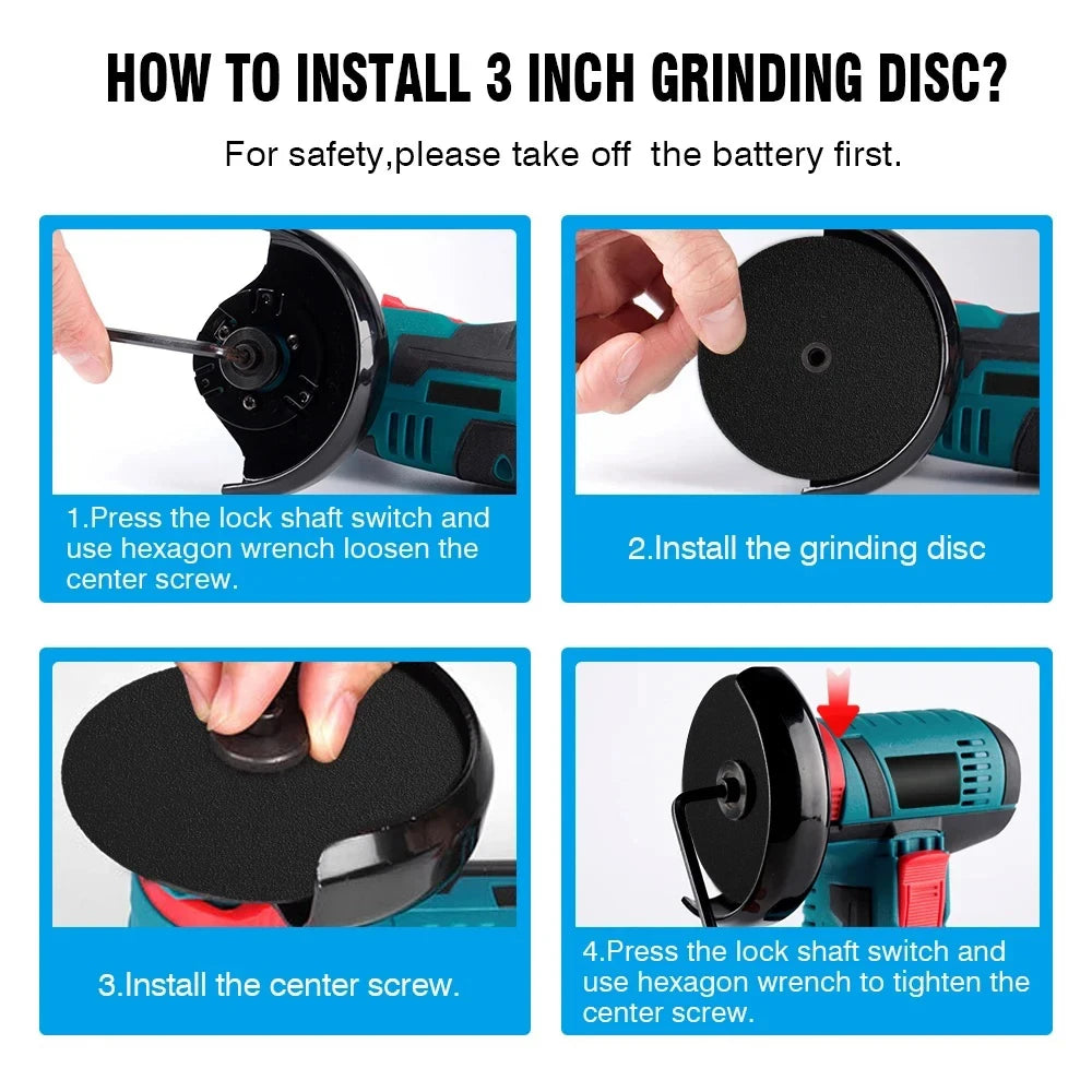 12V Cordless Angle Grinder – 19,500RPM Cutting & Polishing Tool