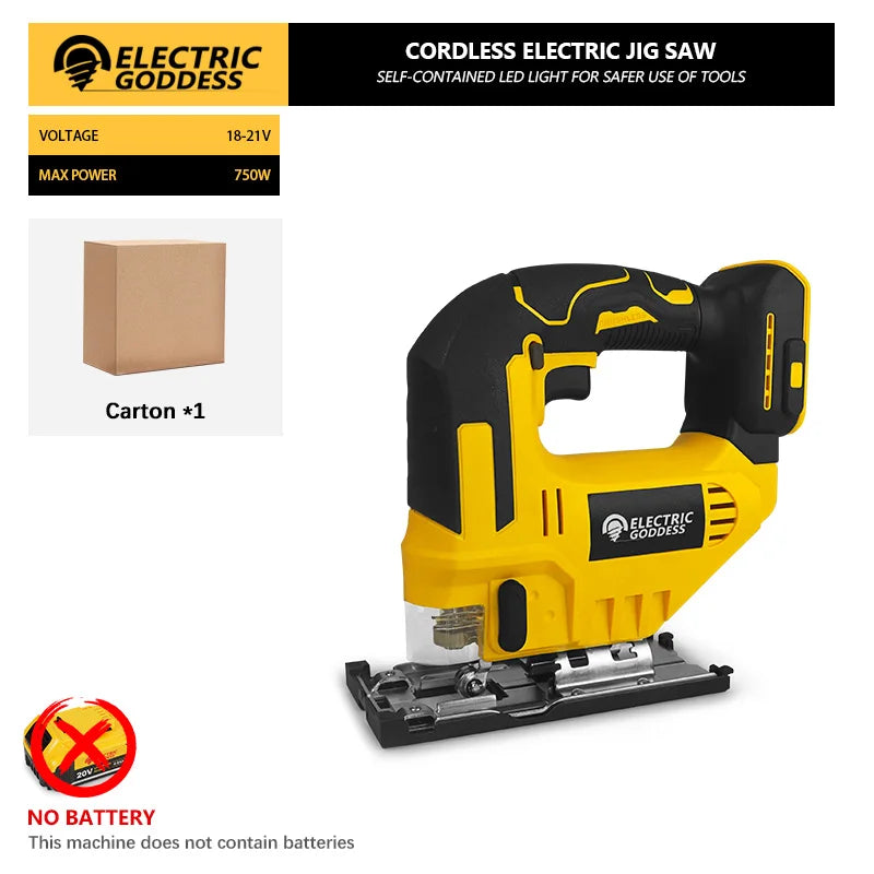 Electric Goddess Cordless Jig Saw – 2700RPM, 3-Speed, Fits Dewalt 20V