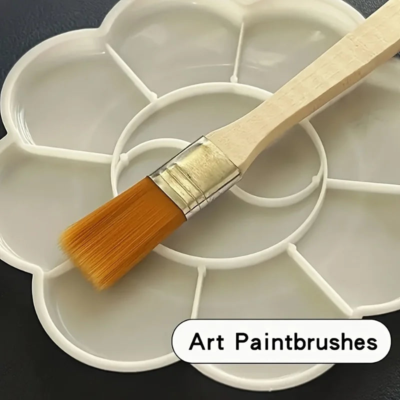 24/48/72 Pcs Nylon Paint Brushes with Short Wooden Handle