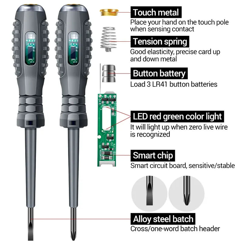 2PCS Voltage Tester Screwdriver Set 12–220V