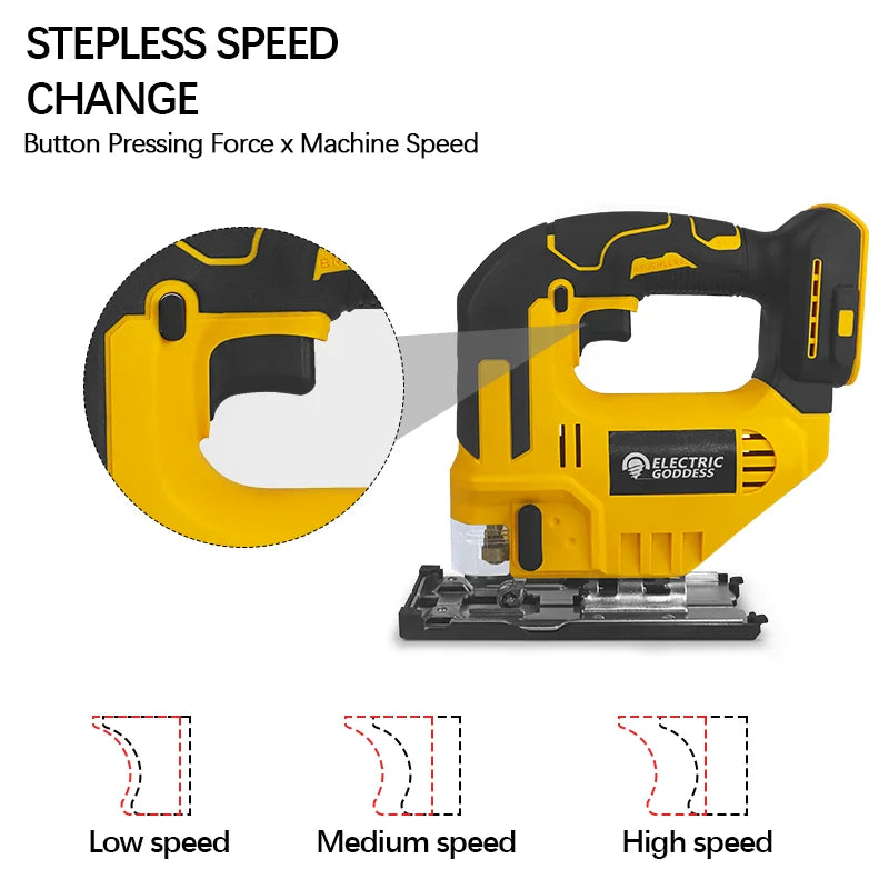 Electric Goddess Cordless Jig Saw – 2700RPM, 3-Speed, Fits Dewalt 20V
