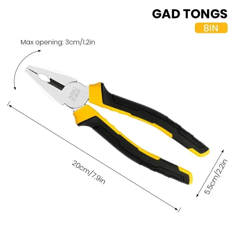 3PCS Pliers Set – 8" Wire Pliers, 6" Needle Nose & Diagonal Cutting Pliers