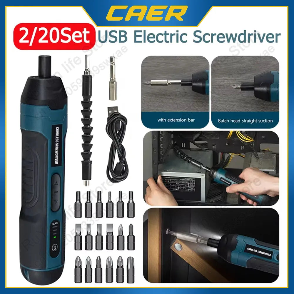 Mini Cordless Electric Screwdriver – 3.6V Rechargeable with Bits Set