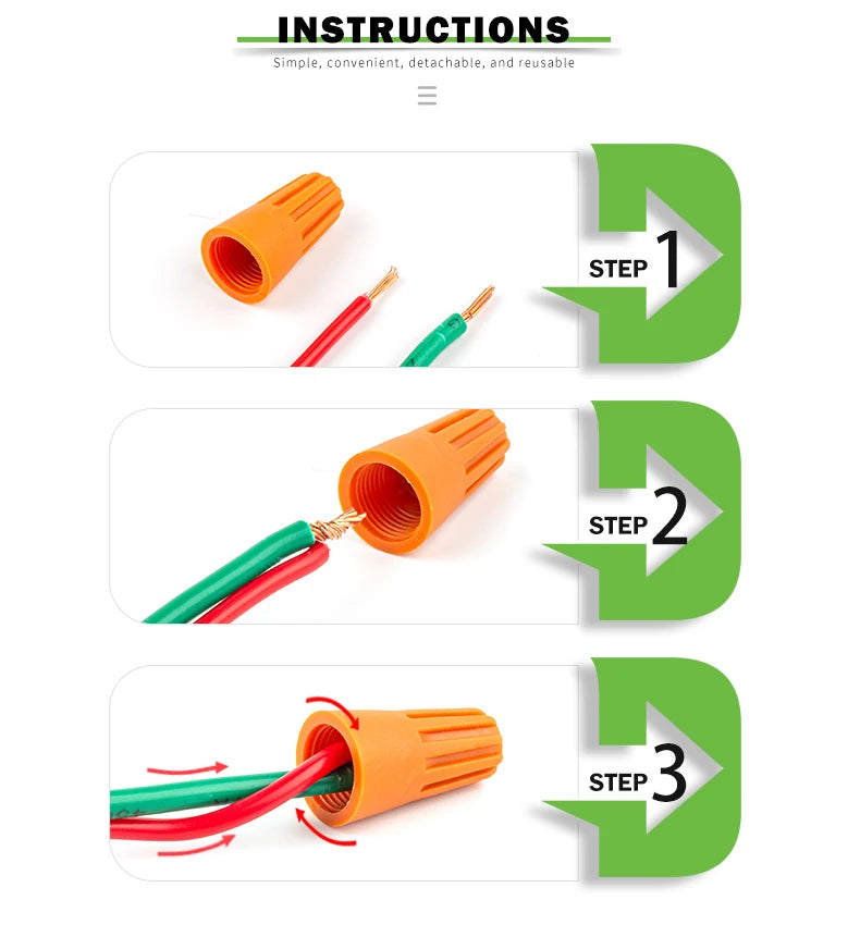 50PCS Colorful Electrical Wire Connectors – Insulated Crimp Twist Nuts