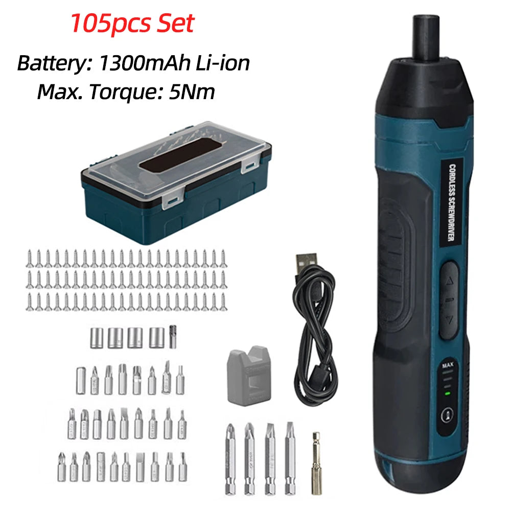Mini Cordless Electric Screwdriver – 3.6V Rechargeable with Bits Set