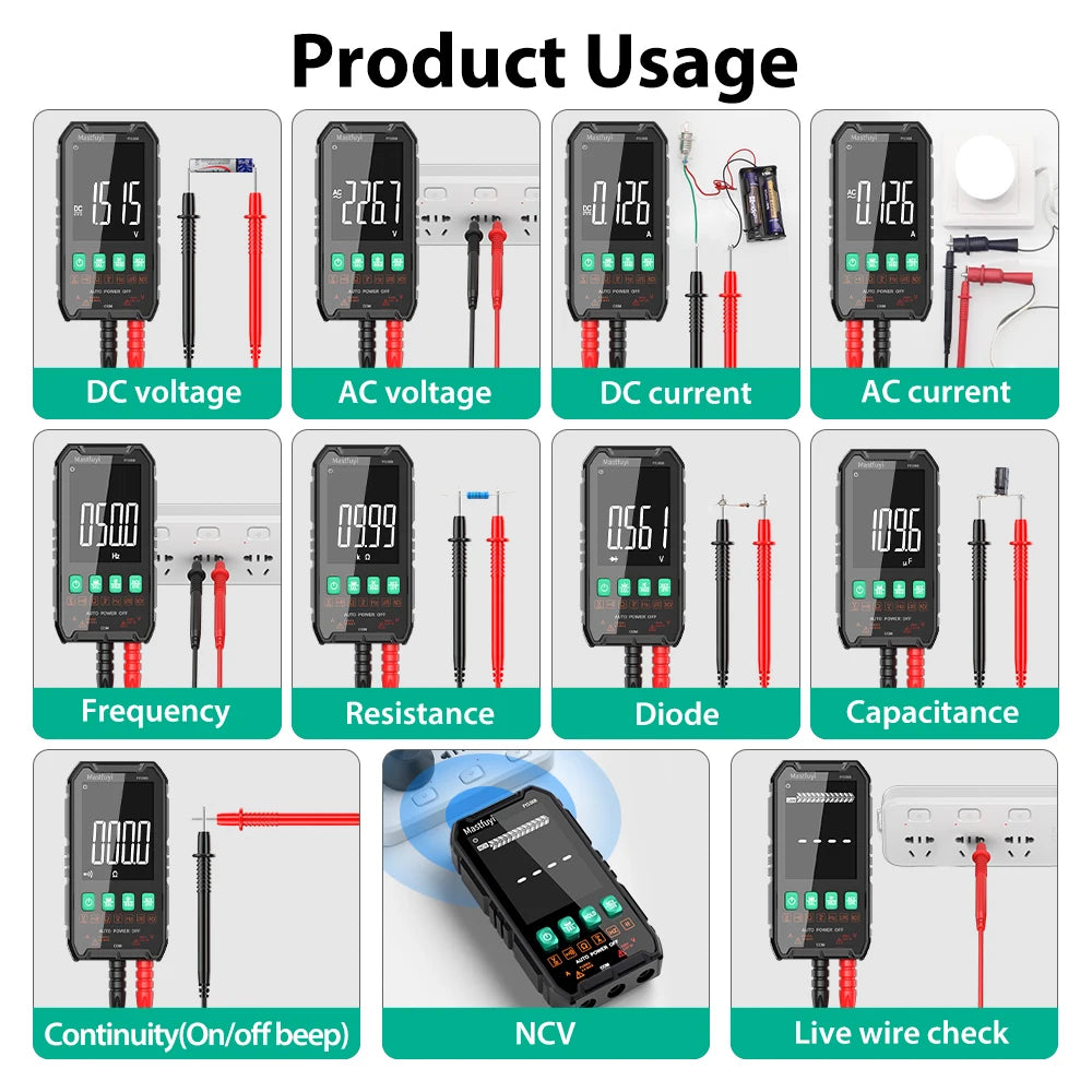 MASTFUYI Digital Multimeter – True RMS Auto-Range Volt/Amp/Ohm Tester