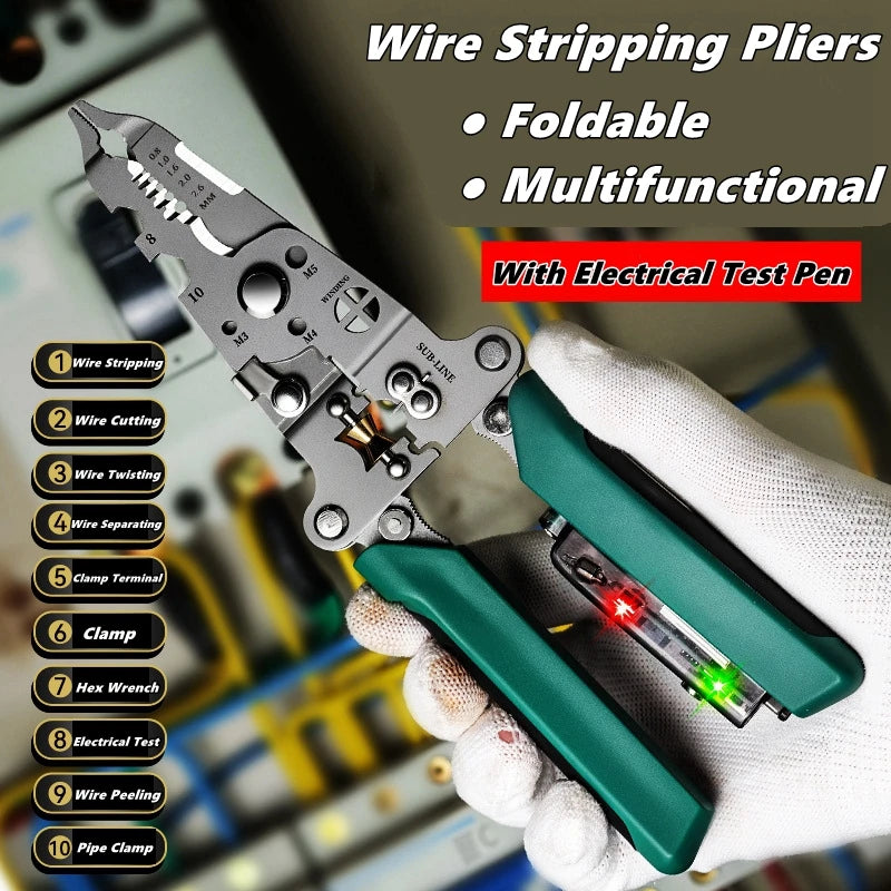 Multifunctional Wire Stripper Tool with Electrical Test Pen