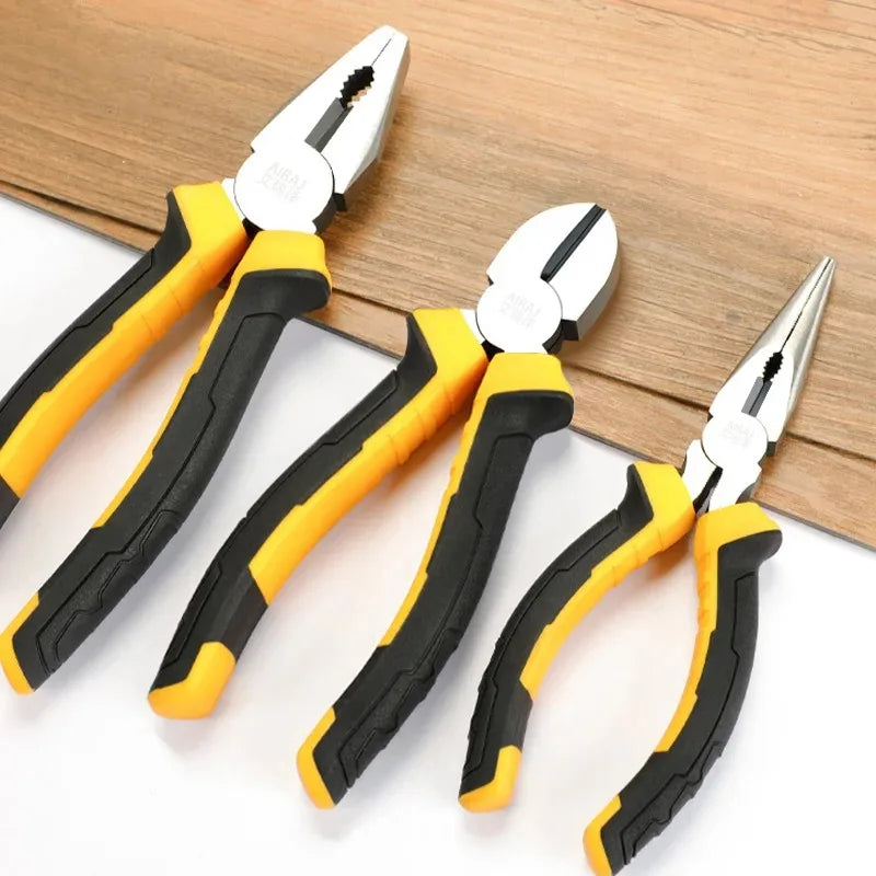 3PCS Pliers Set – 8" Wire Pliers, 6" Needle Nose & Diagonal Cutting Pliers