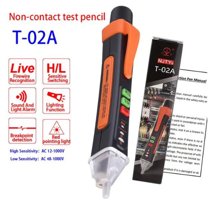T-02A Non-Contact Voltage Detector – 12-1000V Smart Tester Pen