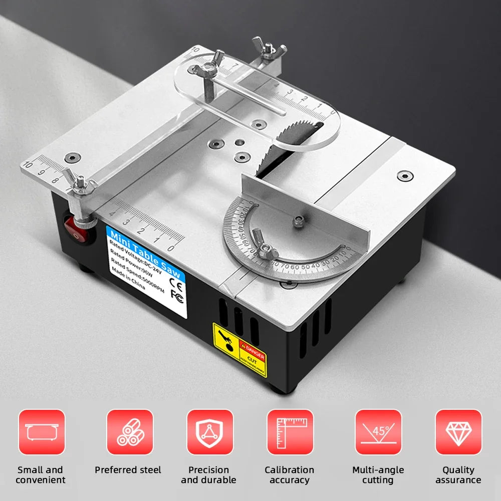 96W Mini Bench Table Saw – Adjustable DIY Woodworking Cutter