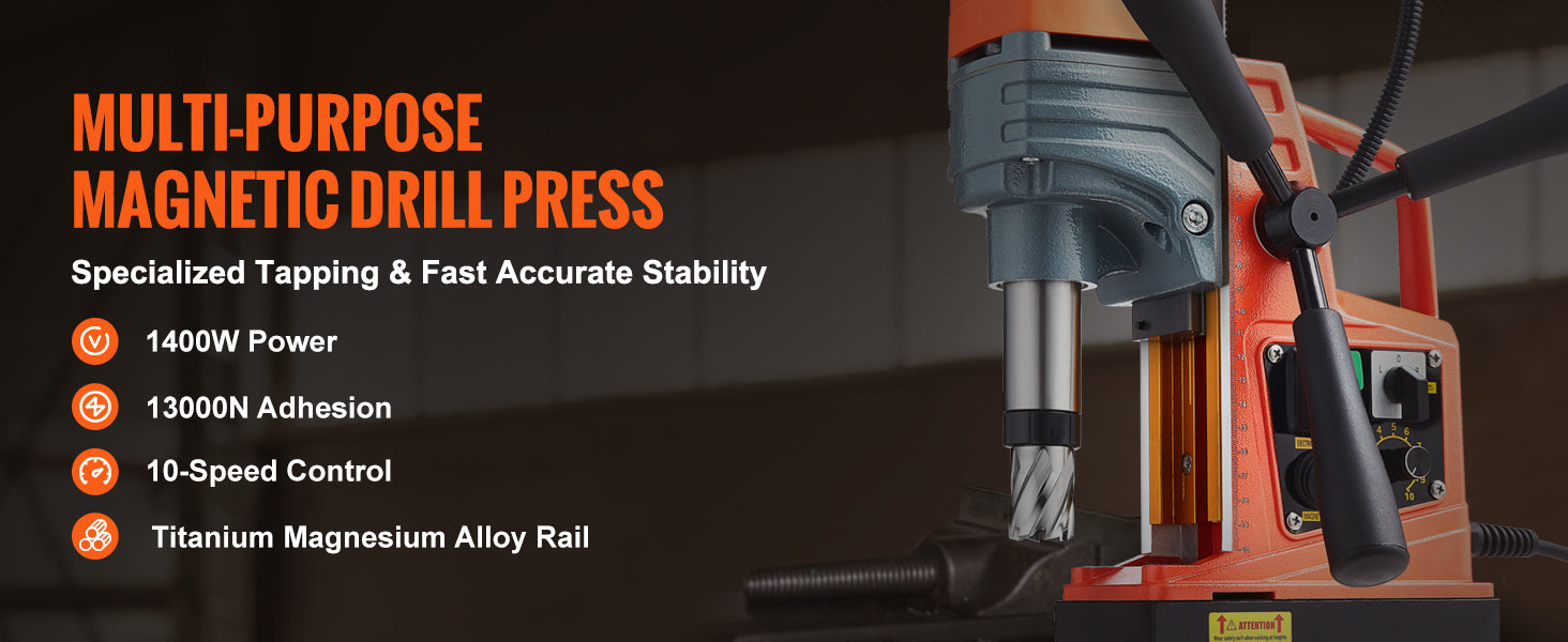 SucceBuy 1300W/1400W Magnetic Drill Press – 2" Electric Boring Machine