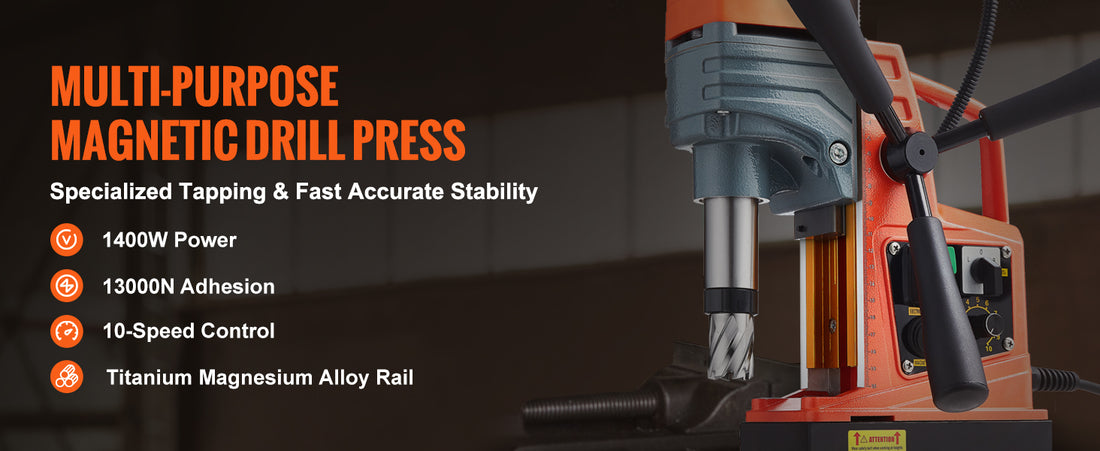 SucceBuy 1300W/1400W Magnetic Drill Press – 2" Electric Boring Machine