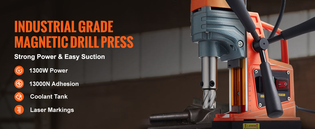 SucceBuy 1300W/1400W Magnetic Drill Press – 2" Electric Boring Machine